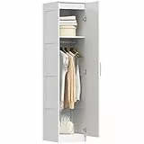 HOMCOM Kleiderschrank Mehrzweckschrank mit Kleiderstange, Regal, Soft-Close-Tür Garderobenschrank Schrank Drehtürenschrank für Schlafzimmer 40 x 52 x 180 cm Weiß