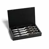 BURNHARD Steakmesser-Set mit Pakka-Holzgriff 4-tlg. inkl. Akazienholzbox, Deutscher Klingenstahl, ergonomische Form