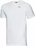 Kappa Unisex T-Shirt, kurzärmliges Oberteil aus 100% Baumwolle in sportlichem Look, mit Rundhals-Ausschnitt und lockerer Passform für Damen und Herren, weiß, Gr. M