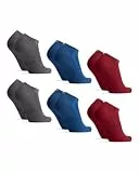 DANISH ENDURANCE 6 Paar Bambus Sneaker-Socken, Kurze Sommer Bambus Socken, Halbsocken, Damen & Herren, Mehrfarbig (2x Grau, 2x Blau, 2x Weinrot), 43-47