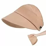 Jeqqinuz UV Schutz Hut Damen, Sonnenhut Damen UV Schutz 50, Sommerhut Hollow Top Faltbar Atmungsaktiv Breiter Krempe, Hüte mit Verstellbarer Passform für Den Alltag Wandern Visor Cap Outdoor(Khaki)