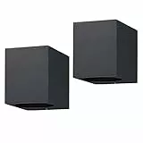 LASIDE 2er Set Aussenleuchte Aussenlampe Wand Eckig, GU10 Anthrazit Aluminium Down Außenlampe Außenleuchte, IP44 Spritzwassergeschützt Wandlampe Wandleuchte Lampe Aussen Außen Leuchte für Garten