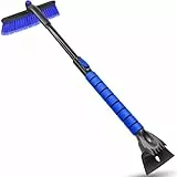 SEAAES 35 Zoll Eiskratzer und Schneebürste für Auto Windschutzscheibe, ausziehbare Schneeräumbürste mit Schaumstoffgriff für LKW, SUV, Fahrzeugfenster - Blau