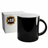 PixColor 12 magische Keramik-Sublimationstassen | Farbe glänzend schwarz | Farbwechsel bei Hitze | Einzelpackung | 350 ml Fassungsvermögen (11 oz) | Kategorie AAA | kompatibel mit Cricut