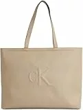 Calvin Klein Damen Shopper Sculpted Slim mit Logo, Grau (Crockery), Einheitsgröße