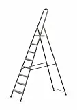 DRABEST - Stehleiter - mit 8 Stufen - bis 125 kg belastbar - 2,43 m lang - Arbeitshöhe 3,68 m - Trittleiter, Bockleiter aus Stahl pulverbeschichtet - für Haushalt, Malerarbeiten - Grau
