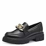MARCO TOZZI Damen Loafer mit Absatz mit Plateausohle Vegan, Schwarz (Black Gold), 38 EU