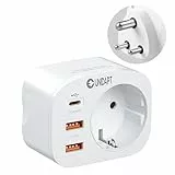 Unidapt Deutschland nach Südafrika Adapter, Reiseadapter Typ M mit 3 USB und 1 USB C 20W PD, Steckdosenadapter für Südafrika Namibia, Lesotho, Mosambik