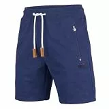 Mount Swiss Herren Freizeitshorts kurz mit Reißverschlusstaschen Bequeme Shorts für Sommer Alltag Urlaub Zuhause elastischer Bund mit Kordelzug Dunkelblau XL