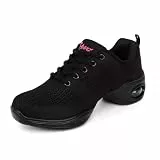 Asyusyu Schwarz Tanzsneaker Damen Atmungsaktiv Tanzschuhe Dance Sneaker mit Luftkissen-39EU