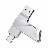 SSK USB Stick 64GB USB3.2 Speicherstick Metall Memory Stick Dual USBSticks USBA & Typ-C OTG USBFlash-Laufwerk Wasserdichter Datenspeicher Up to 200MB/s, Ultra Fit Flash Drive für Datenspeicherung