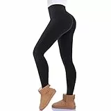 FuelMeFoot Thermo Leggings Damen Gefüttert Fleece High Waist Thermounterwäsche Warm Lang Strümpfhose Blickdicht Winter.01-Schwarz S/M