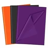 Morcheiong 70 Blatt Halloween-Seidenpapier, mehrfarbig, Kunst-Geschenkpapier, Großpackung, Geschenkverpackung für Halloween, Urlaub, Handwerk, Dekoration, Party, Festival, Orange/Schwarz/Lila (50 x 37