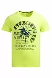 Camp David Herren T-Shirt Rundhals mit Label Prints 100% Baumwolle Regular Fit Kurzarm T-Shirt Artworks Neon Lime, 3XL