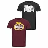 Lonsdale Herren T-Shirt Normale Passform Doppelpack ECCLAW Black/Oxblood XL 117433