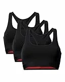 DANISH ENDURANCE Damen Bralette BH aus Bio-Baumwolle 3 Pack (Schwarz, Large)