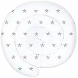 Totsy Baby XXL Bettschlange Bettkissen Stillkissen Bettrolle Bettkantenschutz Zierkissen Bettumrandung Schlange XL Handmade Graue Sterne auf Weiß 150 cm Oeko-Tex-Zertifikat