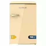 Cecotec Mini Retro Kühlschrank Bolero CoolMarket TT Origin 110 Beige E. Retro-Mini-Kühlschrank mit 110L Kapazität, Energieeffizienzklasse E, Icebox, LED-Innenbeleuchtung, verchromter Griff, Glasregale