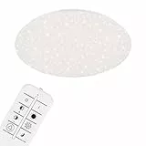 BRILONER - LED Deckenlampe mit Sternenhimmel, Fernbedienung, einstellbar von warmweiß bis kaltweiß, LED Lampe, Deckenleuchte, Wohnzimmerlampe, Schlafzimmerlampe, Kinderzimmerlampe, 48,5x7,5 cm, Weiß