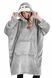 CityComfort Übergröße Kapuzenpullover Decke mit Ärmeln Blanket Hoodie Decke Oversized (Grau Faultier)