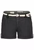 Eight 2 Nine Damen Chino Shorts Hose mit Flecht-Gürtel Dark-grey1 M