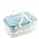 Kuchen transportbox, Cupcake, Muffin Party Container Kuchenbehälter Lebensmittel Transportbox XL mit 2 Etagen und klappbaren Griffen, Farbe: Blau