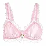 Satini Sissy Rüschen Spitze Tailliert Satin Bralette BH (Zartrosa, M)
