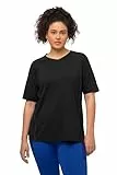 Ulla Popken Damen, UV-Schutz 50+, V-Ausschnitt, Halbarm T-Shirts, schwarz, 62-64