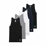 PUMA Herren Tanktop aus Gerippter Baumwolle, 5er-Pack, Schwarz/Grau/Weiß/Marineblau, L