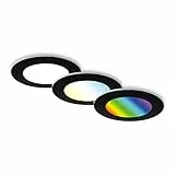 BRILONER - 3er Set Bad Einbaustrahler LED mit Fernbedienung, einstellbar von warmweiß bis kaltweiß, buntes RGB+W Licht, LED Spot, Deckenspots, Spots, Einbauleuchten, 92x45 mm, Schwarz
