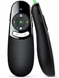 USB C Presenter, Kabellose 2.4 GHz Powerpoint Fernbedienung, Grün Licht Pointer für Präsentationen via Typ C und USB Empfänger, Präsentationsfernbedienung für Windows 7/8/10/Mac/Linux/Android