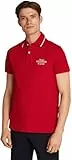 Tommy Hilfiger Herren Poloshirt Kurzarm Left Chest Graphic Regular Fit, Mehrfarbig (Medium Red), L