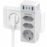 Doppelstecker für Steckdose, Mehrfachstecker mit USB, 7 in 1 Doppelsteckdose Steckdosenleiste mit USB Steckdosenadapter 3 Fach, 4000W 16A Mehrfachsteckdose Ohne Kabel Steckdosenverteiler, Grau