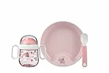 Mepal – Baby 3er Geschirrset Mio – Inklusive auslaufsicherem Trinkbecher, Lernteller & Lernlöffel – Spülmaschinengeeignet & BPA frei – 3er Set – Flowers & Butterflies