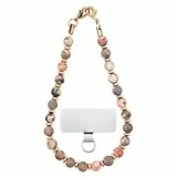 XIHIRCD Perlenbesetztes Handy Armband, Abnehmbares Perlen-Handband mit Klebefreiem Metall-Halteschild Freisprech-Handy-Armband Handy-Anhänger-Armband für Frauen und Mädchen (Rosa)