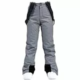 HOTIAN Damen Skihose Hosenträgerhose Snowboardhose Damen Winter Warm Wasserdicht Winddicht Abnehmbare Skilanglaufhose Thermohose Wanderhose Gray L
