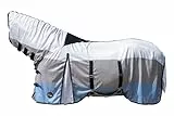HKM Strong Fliegendecke mit Halsteil, Blau/Weiß/Grau, 135