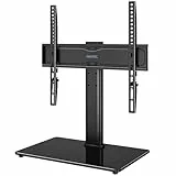Bontec TV Ständer Höhenverstellbar Für 24-60 Zoll LCD Led OLED Fernseher, Vesa 400x400 mm, Max. 45KG, Universeller TV Standfuss Mit Sicherheitsglas, Kabelmanagement, Für Büro, Gaming