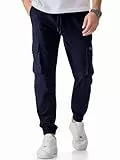 Meilicloth Cargohose Herren Lang Baumwolle Cargo Hosen Männer Strech Stoffhose Herren Sweatpants Sporthose B Dunkelblau 34