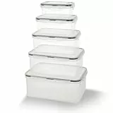 Lrocotanc 5-teiliges Tupperdosen-Set - Rechteckige Frischhaltedosen mit Deckel - Gefrierdosen in verschiedenen Größen - Lebensmittel-Aufbewahrungsboxen mit 7,1 L Gesamtvolumen