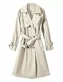 Tuopuda Mantel Damen Lange Sommer Elegant Sommermantel Lässig Locker Solid Herbstmantel Slim Fit Übergangsjacke Langarm Leichte Coat Wintermantel, Beige, L