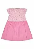 Sterntaler Kleid Hase – Baby- und Kinder Kleid aus Baumwolljersey & Leinenoptik, Oberteil mit Hasen-Druck, Rockteil Uni, Flügelärmel, Raffung, Knöpfe an den Schultern, Zierschleife, Perlrosa,Größe 74