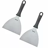 Westmark 2 Profi-Schaber/Grill-Spachtel, Gerade, Starr, Geschlossen, Klingenmaß: 15 x 13 cm, Länge: 26 cm, Rostfreier Edelstahl/Kunststoff, Master Line, Schwarz/Silber, 133122E3