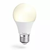 Hama WLAN Lampe mit Lampenfassung E27, (Smart Lampe funktioniert ohne Hub, LED Leuchtmittel mit 10W in Glühbirnenform, Sprach-/App-Steuerung, Smart Home Lampe für verschiedene Lichtatmosphären) Weiß