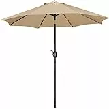Yaheetech Sonnenschirm Balkon Rund Terrassenschirm 270 cm Gartenschirm Knickbar Kurbelschirm mit Kurbelrichtung UV Schutz UPF 50+, Tan