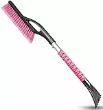 HEEYA Eiskratzer Auto, 69cm Schneeburste und Eiskratzer mit Schaumstoffgriff, Abnehmbarer Schneekaber für SUV LKW Jeep Fahrzeug Auto Windschutzscheibe Fenster - Rosa