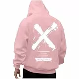 KOG Hoodie für Herren Backprint Kapuzenpullover Grafik Drucken Hooded Sweatshirt Winter Hoodies Männer Pullover Freizeit Oberteil Warme Sweatshirt mit Kapuze Baumwolle Kleidung Rosa XL