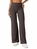 ZAAYO Nahtlose Straight Leggings Damen Hohe Taille Flared Leggings Yoga Hosen Sport Yoga Legging Damen Gym Yoga Pants Schlaghose Dunkelbraun M