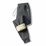 Tansozer Jogginghose Herren Baumwolle Winter Fleece Sweathose Herren Hose Trainingshose Herren Lang mit Gummizug Reißverschluss Taschen Dunkelgrau1909 XL