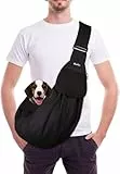 SlowTon Hundetragetasche, Haustier Hundetasche mit verstellbarem, gepolstertem Schultergurt und Fronttasche Tragetasche Hund für Spaziergang (Schwarz-Wasserdicht, L(Für Haustiere 4,5-7,2 kg))